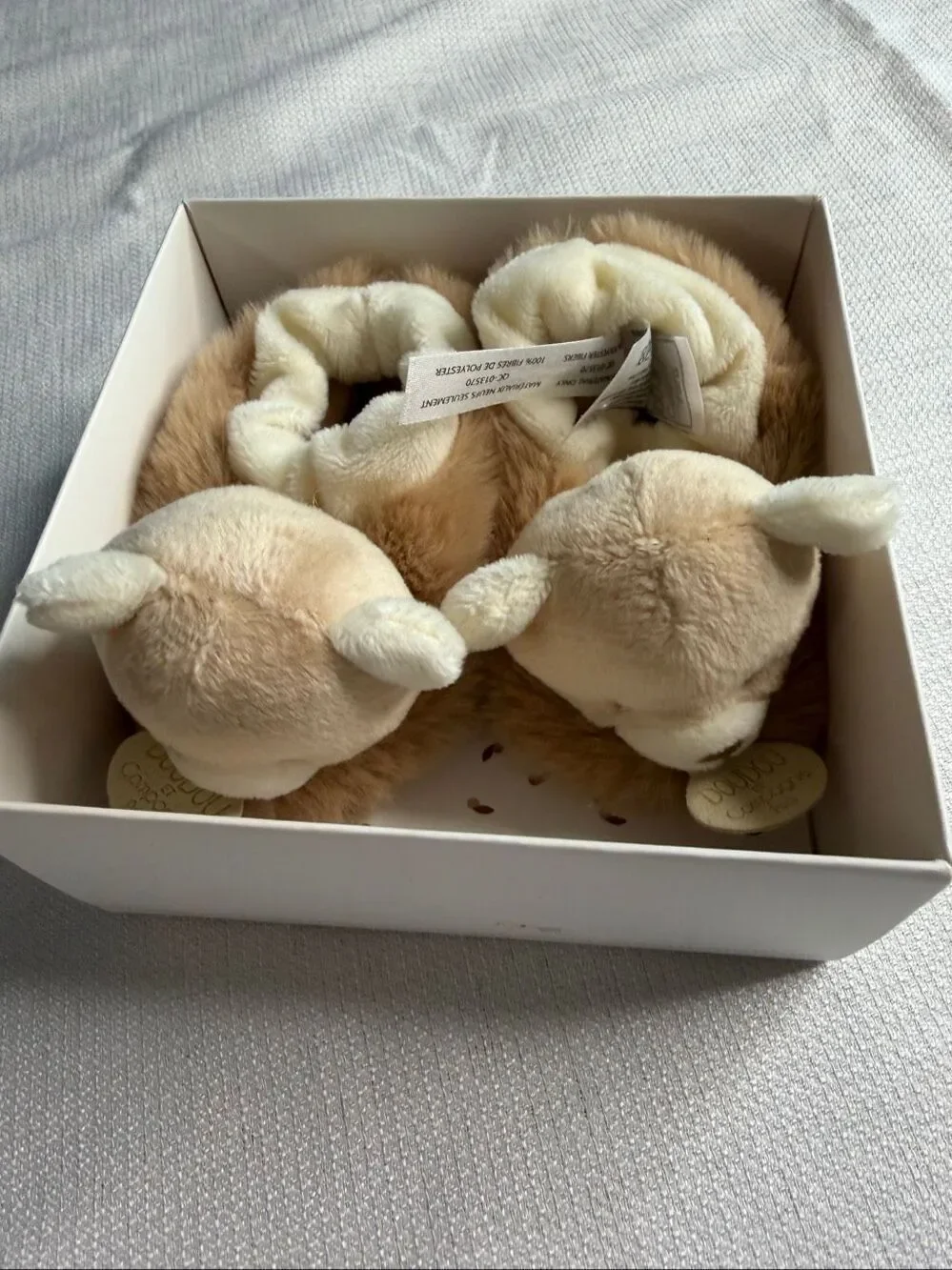 DouDou et Compagnie Paris Bear Plush Baby Slippers 0-6 Months NIB New